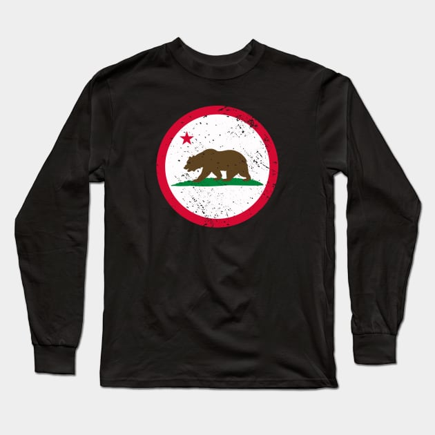 Retro California State Flag // Vintage California Grunge Emblem Long Sleeve T-Shirt by Now Boarding